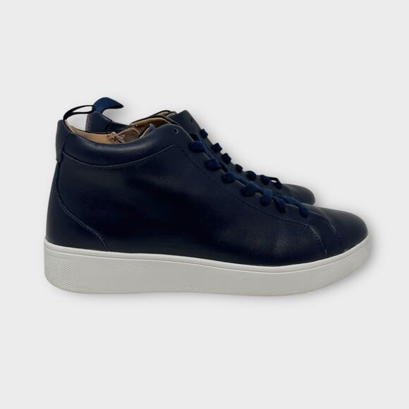Fitflop Rally Leather High-Top Sneakers Navy Size 8 - Picture 3 of 9